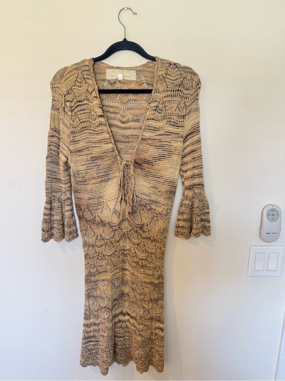 Jen's Pirate Booty Beige Multi-Stripe Crochet Mini Dress